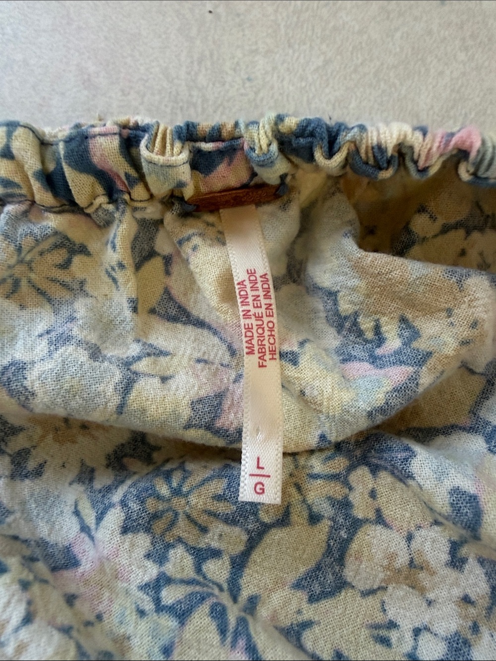 Free People Cropped Floral Peasant Top in Blue and Cream - Picture 2 of 4